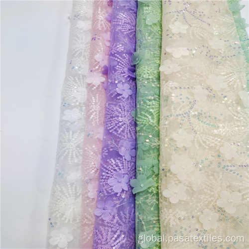 Embroidered Sequin Fabric embroidery tull lace embroidered fabric Supplier
